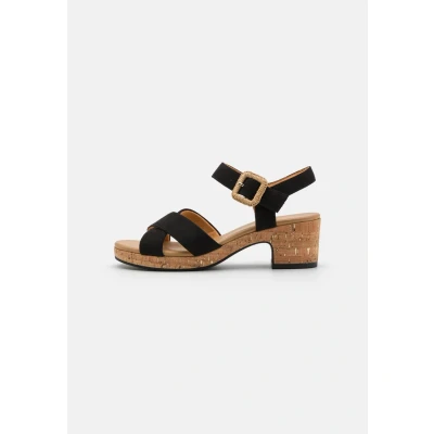 Abbildung von MARCO TOZZI Damen Sandalen mit Absatz Runde Spitze Schließe, Schwarz (Black), 39 EU