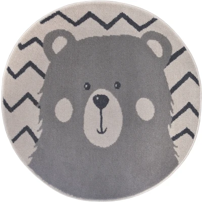Abbildung von Hanse Home Adventures Kinderteppich Rund Bären Muster, Tier Bär Muster Teppich Junge Mädchen für Kinderzimmer, Spielzimmer, Jugendzimmer, Wohnzimmer Creme Grau, 140cm