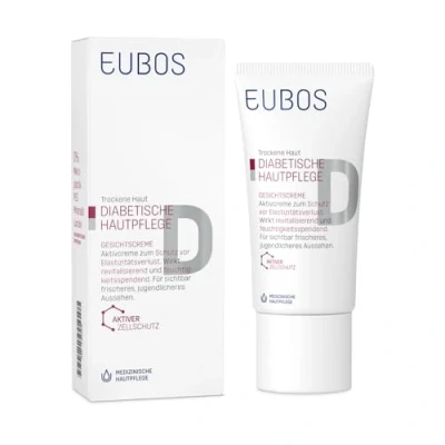 Abbildung von Eubos DIABETISCHE Haut PFLEGE Gesichtscreme 50ml für trockene und empfindliche ohne Mineralöl Schutz vor Elastizitätsverlust Zur täglichen Gesichtspflege