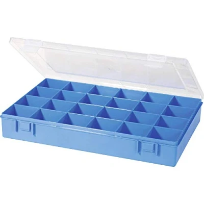 Abbildung von hünersdorff Sortimentskasten PP Classic mit 24 Fächern stabile Sortierbox für Schrauben und andere Kleinteile feste Facheinteilung 22,5 x 33,5 5,5 cm, blau