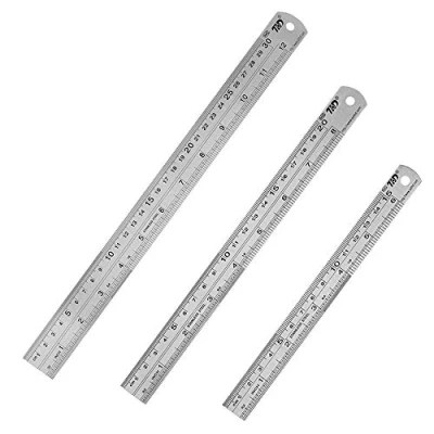 Abbildung von HIHUHEN 3PCS Edelstahl Lineal Metall Lineal, 15 cm, 20 cm und 30 Messwerkzeug Stahllineal