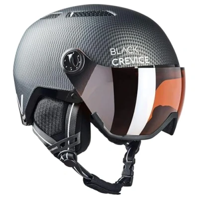 Abbildung von Black Crevice Skihelm Chamonix mit Visier, matt schwarz Carbon/weiß, S (51 54 cm)…