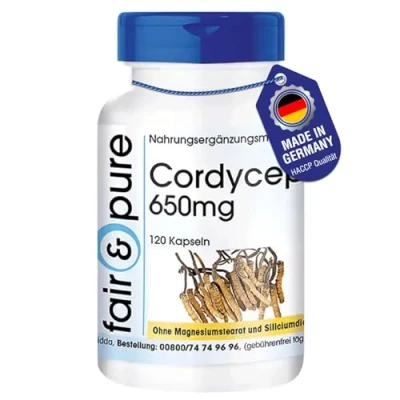 Abbildung von Fair &amp; Pure® Cordyceps 650mg 120 Kapseln Sinensis ohne Magnesiumstearat vegan