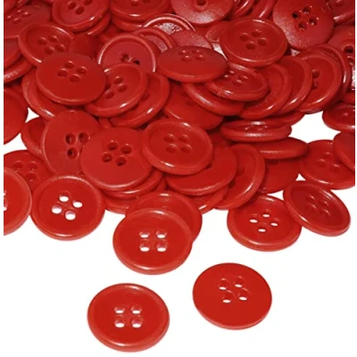 Abbildung von AERZETIX C56519 100 runde Nähknöpfe Ø15x3 mm mit 4 Löchern Farbe Rot 24L L24 aus kunststoff Öffnung 2 kurzwaren nähen kleidung mode strickwaren dekoration