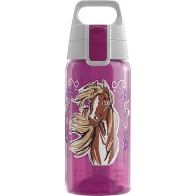 Abbildung von SIGG Trinkflasche Kinder Viva One Horse &amp; Flower Für Kohlensäurehaltige Getränke Geeignet Auslaufsicher Spülmaschinenfest BPA frei Sport Pink 0,5L