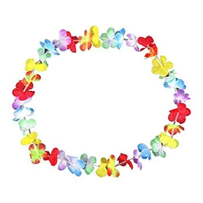 Abbildung von Schramm® 30 Stück bunte Blumenkette Hawaiikette Textil, Textil