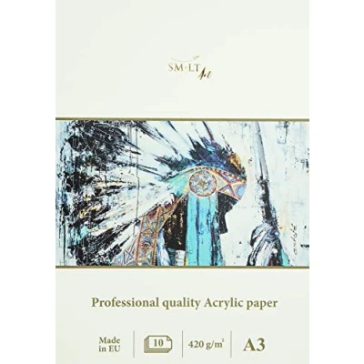 Abbildung von SMLT 3TS 10(420) PRO Line, Acrylmalpapier, A3, 10 Blatt, 420 gsm, naturweiß Papier