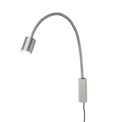 Abbildung von Fischer &amp; Honsel Bettleuchte Flex, Spotleuchte, Justi nickelfarben matt B: 6 cm, H: 52 A: 40 cm mit Schalter schaltbar 1x GU10 LED max. 4 Watt 3000 K 320 lm EEG: G 30499