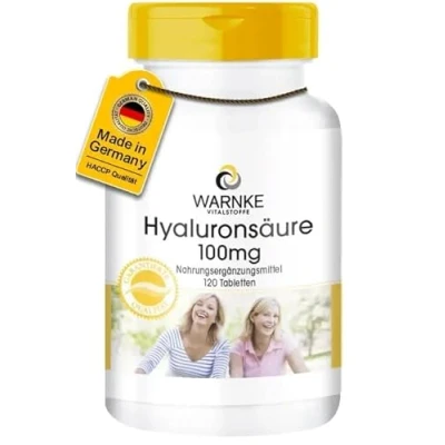 Abbildung von Hyaluronsäure 100mg 120 Tabletten vegan Warnke Vitalstoffe Deutsche Apothekenqualität