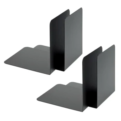 Abbildung von Alco Albert 4302 10 4 Buchstützen aus Metall, Stück, schwarz, 14 x 12,5 cm, für Schule, Büro und Zuhause