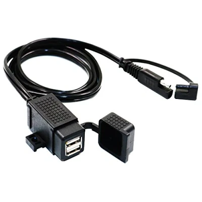 Abbildung von MOTOPOWER MP0609C 3.1Amp Wasserdichtes Motorrad Dual USB Ladegerät Kit SAE zu Adapter Kabel Telefon Tablet GPS