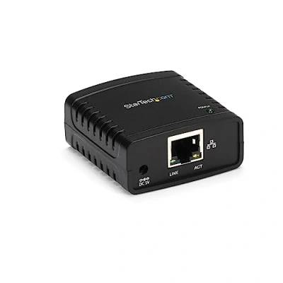 Abbildung von StarTech.com 10/100Mbit/s Ethernet auf USB 2.0 Netzwerk Printserver Windows 10 LPR LAN Druckserver Adapter (PM1115U2)