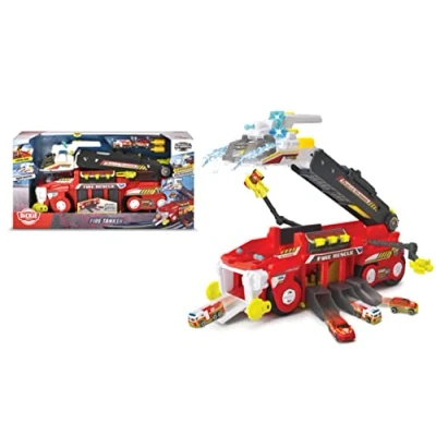 Abbildung von Dickie Toys Feuerwehrauto groß (55 cm) Rescue Hybrids für Kinder mit Wasser Spritzfunktion, ausziehbarer Leiter, Licht &amp; Sound + 2 kleine Fahrzeuge, 203799000, Mehrfarbig