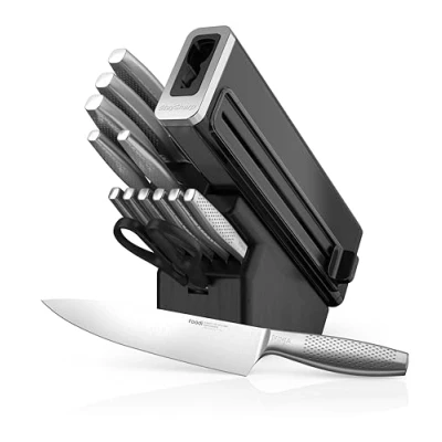 Abbildung von Ninja StaySharp Messerset aus Edelstahl, 14 teilig, Holzblock in Anthrazit &amp; integrierter Messerschärfer, K62014EUUK