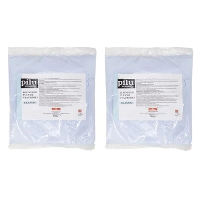 Abbildung von pilu cosmetic Blondierpulver 500g Beutel blau STAUBFREI I schonende Blondierung Aufhellung bis zu 7 Nuancen ultra stark blue bleaching powder Anti Gelbstich (CLASSIC 2 Stück)