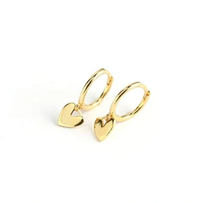 Abbildung von Kreolen mit niedlichem Herzanhänger für Damen Mädchen minimalistisch Sterling silber Charm baumelnd Manschette Sleeper Creolen zierlich hypoallergen Schmuck 14k Gelbgold/Weißgold vergoldet