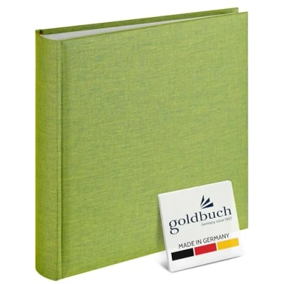 Abbildung von goldbuch 31805 Fotoalbum Summertime Trend, 30 x 31 cm, Fotobuch mit 100 weiße Seiten &amp; Pergamin Trennblättern, Foto Album aus Leinen, Erinnerungsalbum, Hellgrün