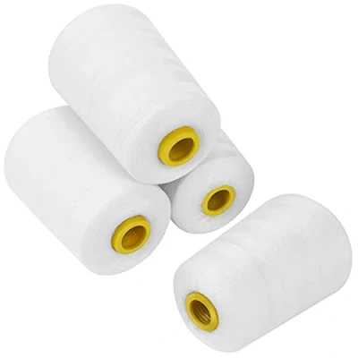 Abbildung von Curtzy Nähgarn Set Polyester Nähmaschine in Weiß (4 Stk) 11cm Garn für Faden Nähmaschine, 5460m Nähfaden Overlockgarn als Nähset Anfänger, Nähmaschinen Zubehör, Stickgarn