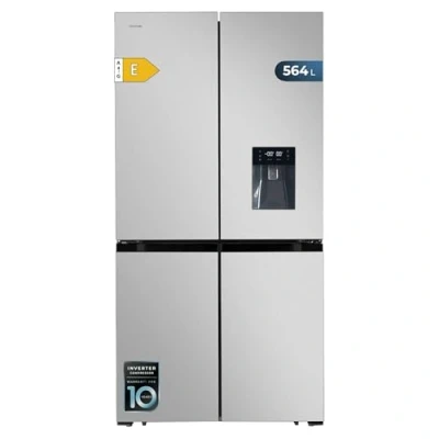 Abbildung von Cecotec Amerikanischer Kühlschrank, 4 Türen, Edelstahl, 564 l, Bolero, CoolMarket, 4D 564, 183 cm hoch, 91 breit, Wasserspender, geringer Stromverbrauch, Invertermotor, Total NoFrost