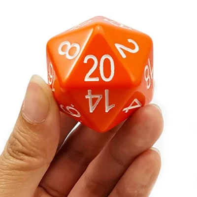 Abbildung von Bescon Jumbo D20 38MM, Big Size 20 Sides Dice Opaque Orange, Faces Cube 1.5 inch