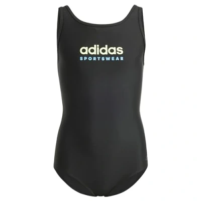 Abbildung von adidas Girl&#039;s Sportswear U Back Swimsuit Kids Badeanzug, Black/Green Spark, 152 EU / 11 12 Years