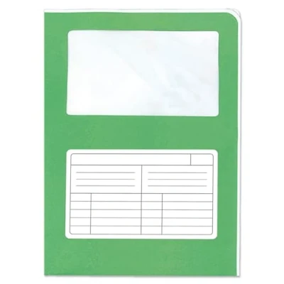Abbildung von Blasetti Dokumentenmappen mit Fenster SINTEX CROMO GRÜN Dokumentenordner für Büro, Format A4, Farbe Grün, Packung 50 Stück, 120 g/m² Papier, Auf zwei Seiten offen.