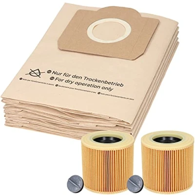 Abbildung von 20 Staubsaugerbeutel + 2 Filter für Kärcher A2604, A2204, A2254, A2200, A2201, A2206, A2231, A2236, A2251, A2500, A2504, A2534, A2554, A2654, A2656, A2675