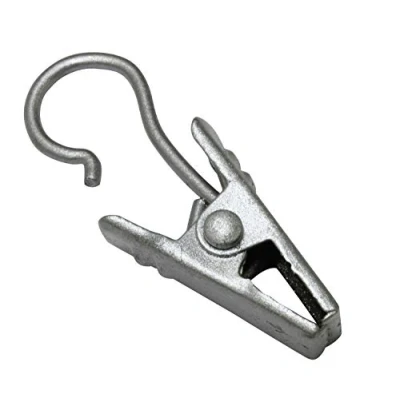 Abbildung von GARDINIA Clipshaken für Gardinenringe und Vitragestangen, Gardinenhaken mit Klammer, 10 Stück, Metall, Silber matt, Nicht Zutreffend