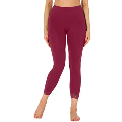 Abbildung von Merry Style Damen 7/8 Leggings mit Spitze MS10 342(Weinrot,L)