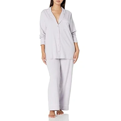Abbildung von Amazon Essentials Damen Schlafanzug Set Baumwollmodal langärmliges Hemd und Lange Hose, Lila, M