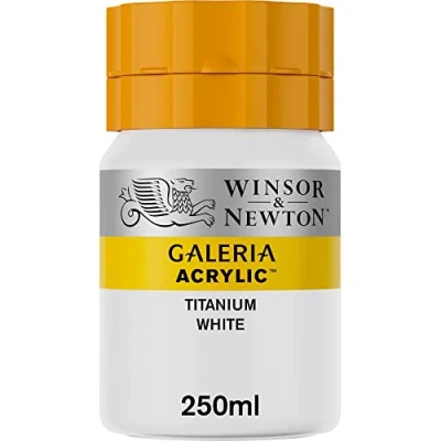 Abbildung von Winsor &amp; Newton 2137644 Galeria Acrylfarbe, hohe Pigmentierung, lichtecht, alterungsbeständig, cremige Konsistenz, 250ml Topf Titanweiß