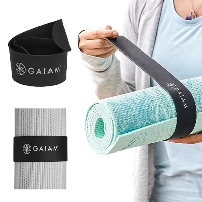 Abbildung von Gaiam Yogamatten Gurt, hält Ihre Matte fest gerollt und sicher mit einem Schnappverschluss, starker Verschluss für Aufbewahrung Reisen, passend die meisten Matten (L x B): 50,8