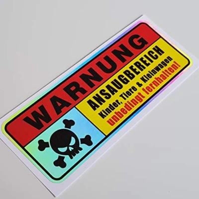 Abbildung von folien zentrum Warnung Ansaugbereich 13,5 x 5 cm hochwertiger Aufkleber Auto Tuning OEM JDM Sticker Lustige Stickerbomb Autoaufkleber Made in Germany (1)