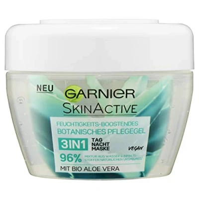 Abbildung von Garnier Feuchtigkeits Boostendes Botanisches Pflegegel 3 in 1 Tages , Nachtpflege und Maske mit Bio Aloe Vera, spendet intensiv Feuchtigkeit, 2er Pack (2 x 150 ml)