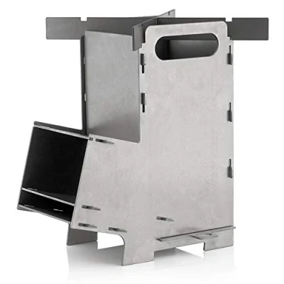 Abbildung von BBQ Toro Raketenofen Rakete #5 Rocket Stove Stecksystem aus massivem 2 mm dickem Stahl Ofen zum Grillen im Freien, Terrasse, Garten, Camping für Dutch Oven, Grillpfannen Campingkocher