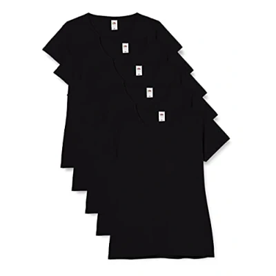 Abbildung von Fruit of the Loom Damen Regular Fit T Shirt, 5er Pack, schwarz, 36 EU (Herstellergröße: XS)