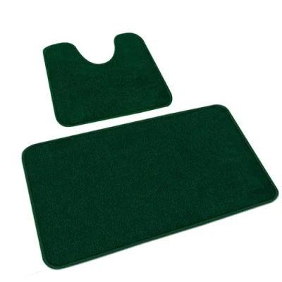 Abbildung von Rururug Badezimmerteppich Set 2 Teilig, Weiche Mikrofaser Badezimmermatte und wc Vorleger mit Ausschnitt, rutschfeste Badematte, Waschbar Badvorleger Grün, 50x80+50x40 cm
