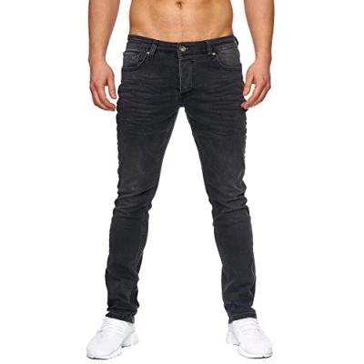 Abbildung von Elara Herren Jeans Slim Fit Hose Denim Stretch Chunkyrayan 16533 Schwarz 36W / 30L