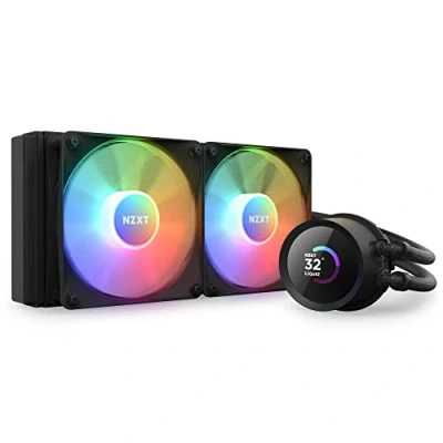 Abbildung von NZXT Kraken 240 RGB RL KR240 B1 240mm AIO CPU Wasserkühlung 1,54&quot; LCD Display 240x240 2x120mm Core Fans EIN Breakoutkabel zur einfachen Installation anpassbar durch CAM Schwarz