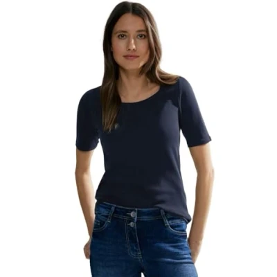 Abbildung von CECIL Damen B317515 Basic T Shirt Baumwolle, Universal Blue, L EU