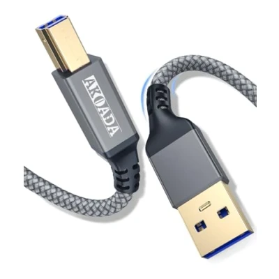 Abbildung von AkoaDa 10 ft USB 3.0 Kabel A Stecker zu B Datenkabel bis 5Gbit/s für z.B. mit Dockingstation, Hub, Externen Festplatten, Drucker, Scanner, Multifunktionsdruckern usw