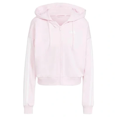 Abbildung von adidas Damen Essentials 3 Stripes French Terry Full Zip Hoodie, Clear Pink/White, L
