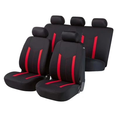Abbildung von WALSER Hastings 11809 Sitzschonbezug schwarz, Rot Polyester vorne und hinten VOLKSWAGEN: Polo IV Hatchback, MAZDA: 3 DACIA: Logan I MCV