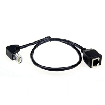 Abbildung von Cablecc um 90 Grad nach unten abgewinkelter Adapter für Netzwerk Verlängerungskabel, 8P8C, FTP, STP, UTP, Kategorie 5e Stecker auf Buchse, LAN, Ethernet, Netzwerk, 50 cm
