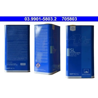 Abbildung von ATE DOT 4 03.9901 5803.2 Bremsflüssigkeit 5 VOLKSWAGEN: TRANSPORTER 3 Kasten, Passat B5 Estate, B6 Variant, AUDI: A6 C5 Saloon, Coupe B3