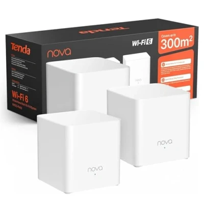 Abbildung von Tenda Nova Mesh WLAN WiFi 6 System, AX1500 Dualband Repeater &amp; Router Kompatibel mit Amazon Alexa, mpfohlen für Häuser 3 5 Schlafzimmern,OFDMA und MU MIMO, MX3 3er Pack