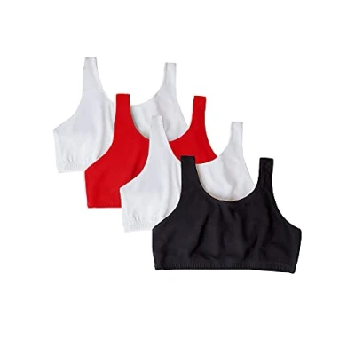 Abbildung von Fruit of the Loom Women&#039;s Built Up Tank Style Sports Bra, Black/White/White/Red 4 Pack, 38