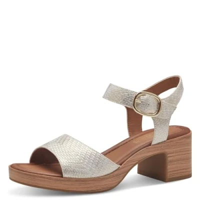 Abbildung von Jana Damen Sandalen mit Absatz Klettverschluss Vegan, Gold (Gold Comb), 38 EU
