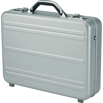 Abbildung von ALUMAXX 45188 Laptop Attachékoffer MERCATO, Aktenkoffer aus Voll Aluminium, Zahlenschloss, Dokumentenkoffer Alu, Business Koffer für 17&quot; Notebook, abnehmbarer Tragegurt, Silber, 45,5 x 34 11 cm