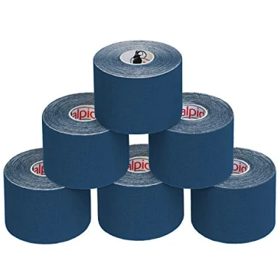 Abbildung von ALPIDEX Kinesiologie Tape 1/3/ 6/12 Rollen Viele Farben 5 m x cm Anwendungsbroschüre Elastisch Wasserfest Hautfreundlich Physio Muskel Set, Farbe:dunkelblau, Menge:6